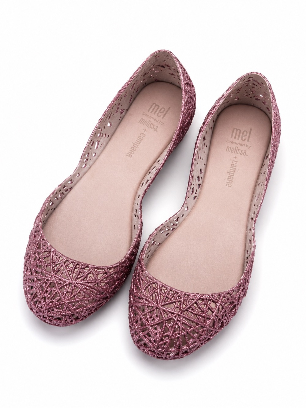 Melissa Campana Glitter Ballet Flats Girls Size 2 Pink Jelly Shoes Balletcore